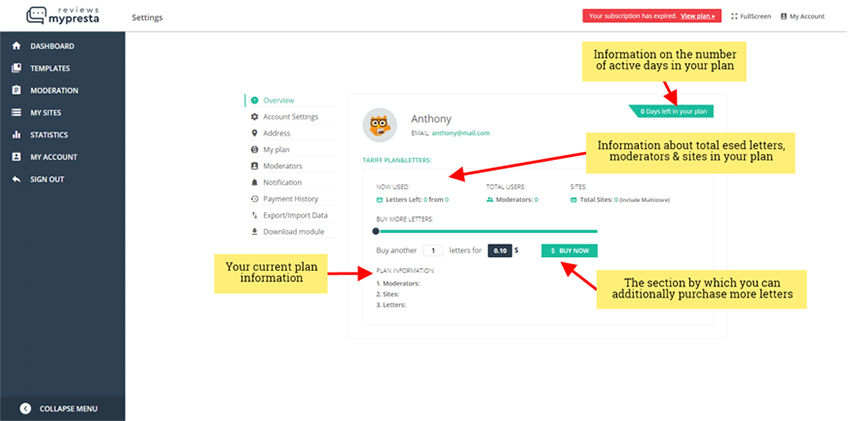 account overview